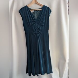 Talbots Dark Green Velveteen Flare Skirt Sleeveless Dress - Petite 10